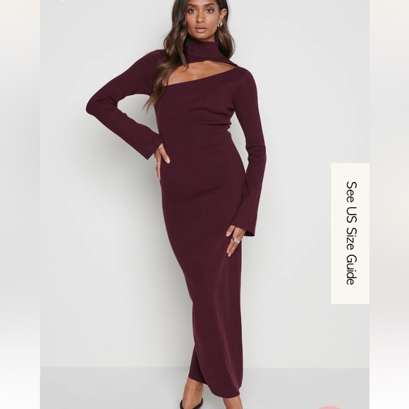 Pretty Lavish Shani Cut Out Knit Dress in burgundy - Picture 5 of 11